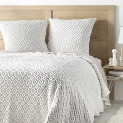 Couvre-lit 2 personnes matelassé 220x240 + taies jersey microfibre Joana