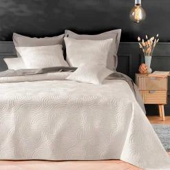 Couvre-lit 2 personnes matelassé 220x240 + 2 taies SOLANGE Naturel