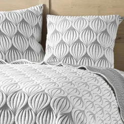 Couvre-lit 2 personnes matelassé 220x240 + taies jersey microfibre Faustine