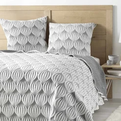 Couvre-lit 2 personnes matelassé 220x240 + taies jersey microfibre Faustine