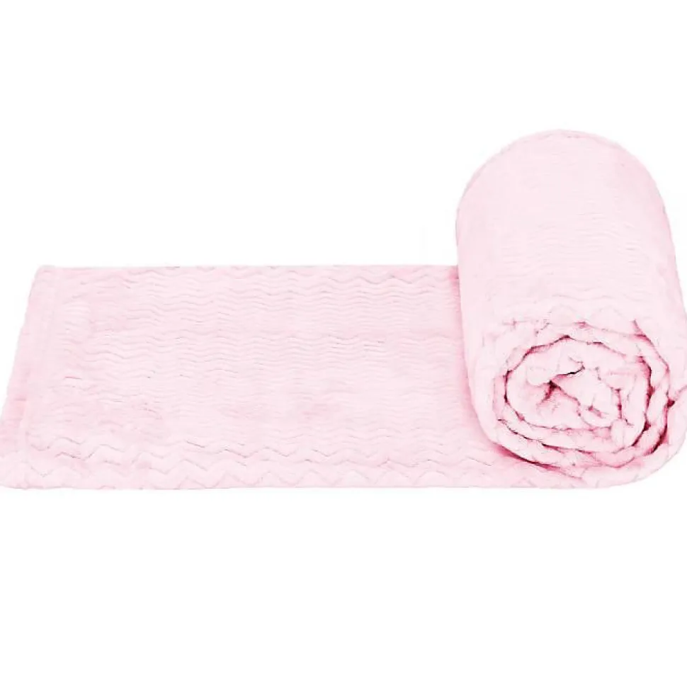 Couvre-lit - SPRINGOS - Zigzag - 160 x 200 cm - Rose pastel - 100% polyester