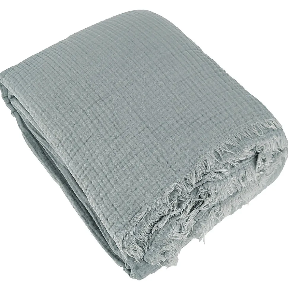 Couvre-lit 260x240 cm coton collection PAROS vert lichen