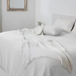 Couvre-lit 260x240 cm coton collection PAROS blanc neige