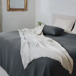 Couvre-lit 260x240 cm coton collection PAROS noir caviar