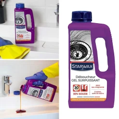 Déboucheur gel à la soude canalisations cuisine et salle de bains Starwax 1L