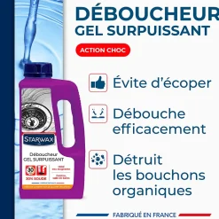 Déboucheur gel à la soude canalisations cuisine et salle de bains Starwax 1L