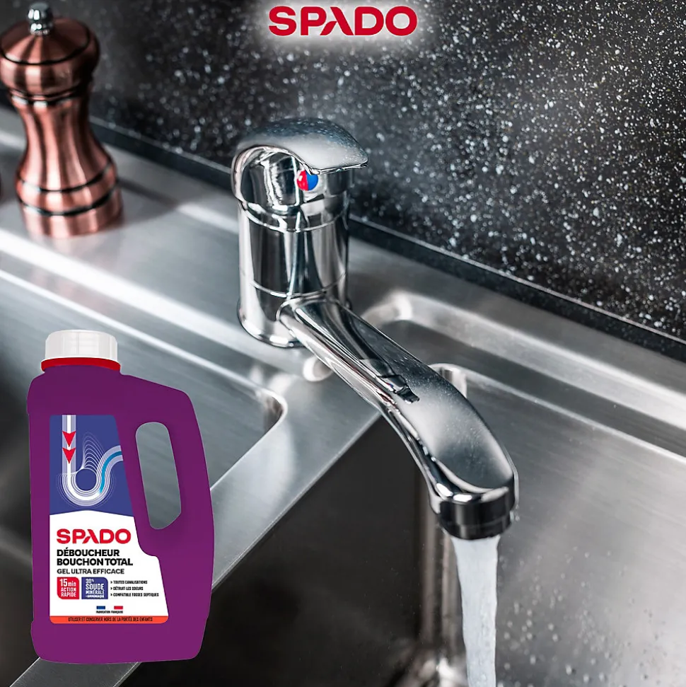 Déboucheur gel cuisine et salle de bain Spado 1L