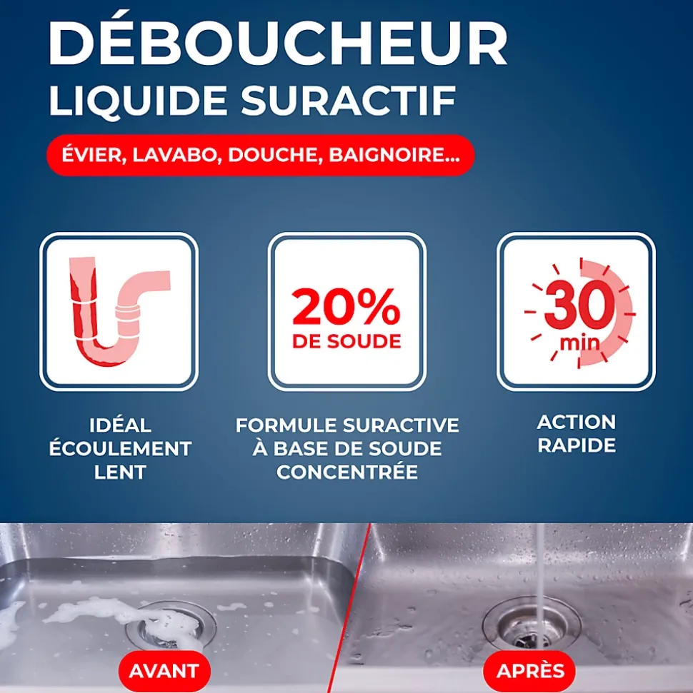 Déboucheur liquide de soude suractif Starwax 1L