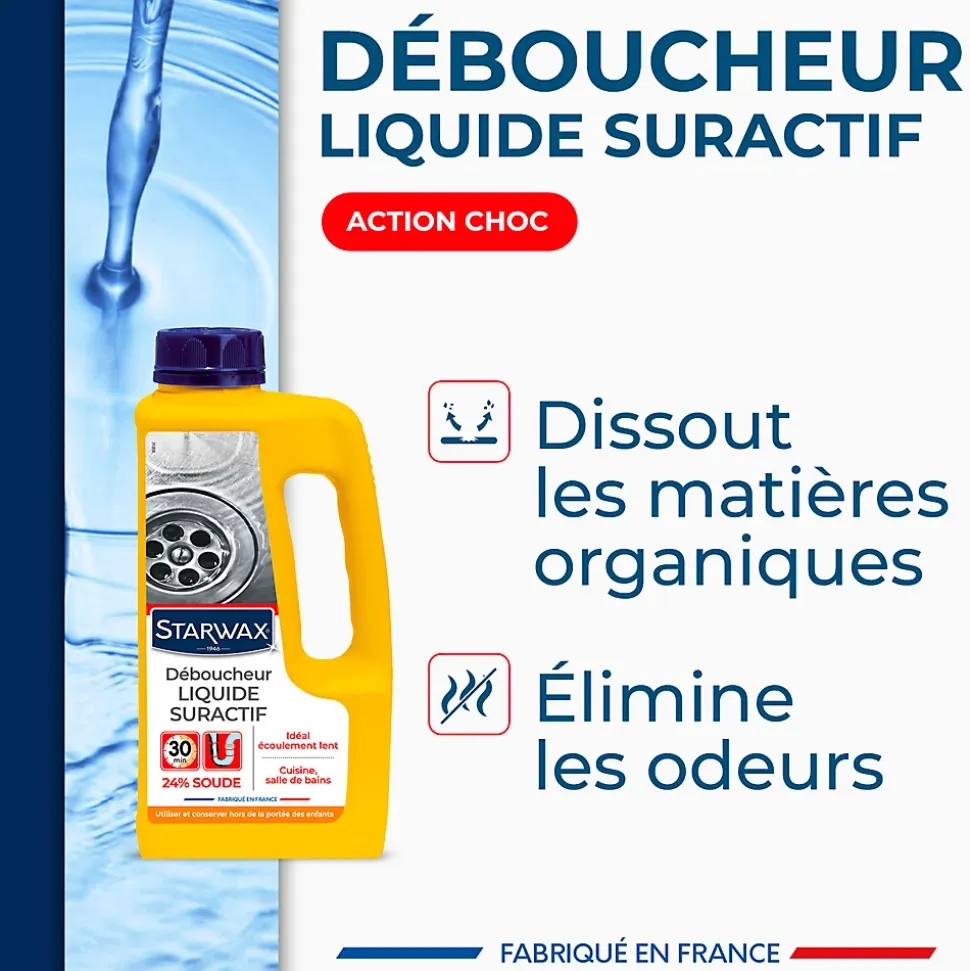 Déboucheur liquide de soude suractif Starwax 1L