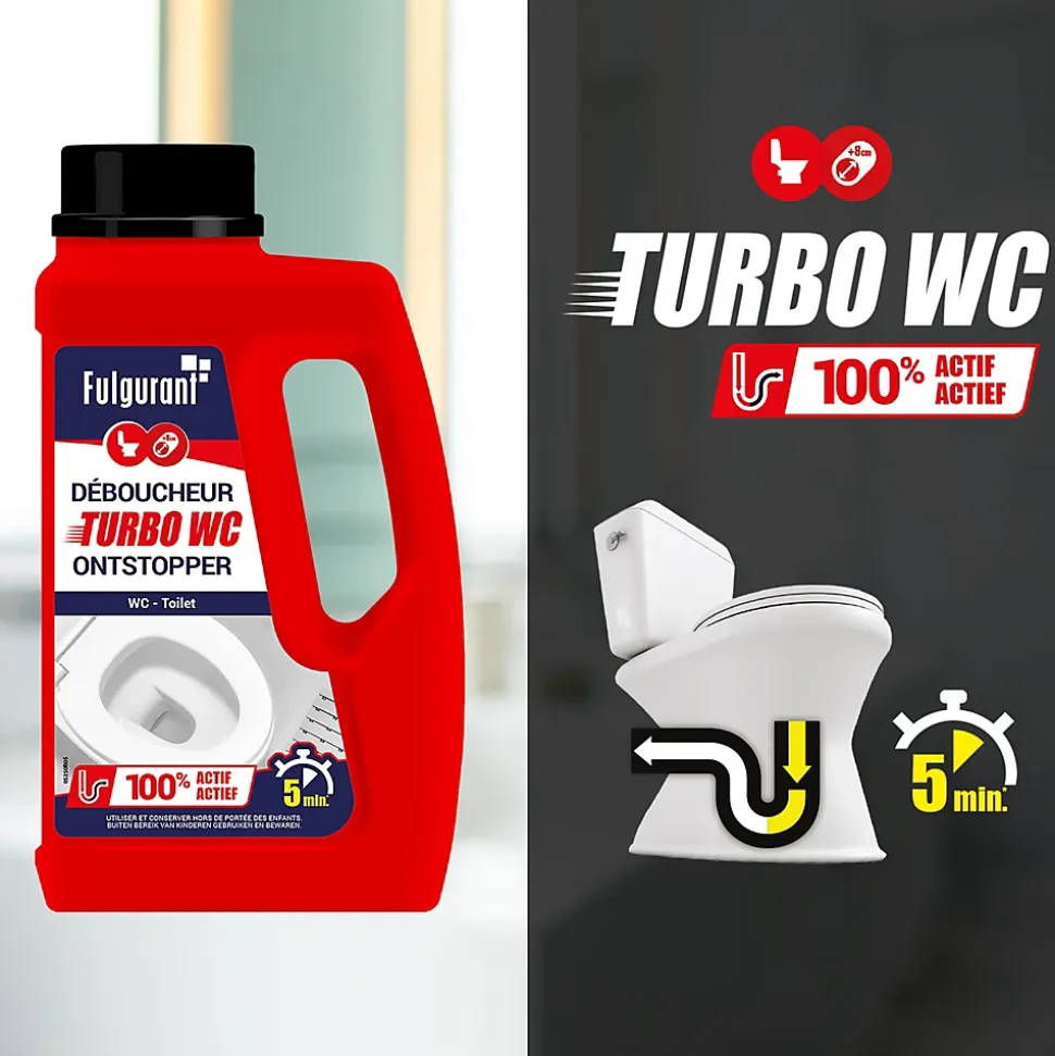 Déboucheur liquide Turbo WC Fulgurant 500g