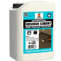 Décapant Résidus de Ciment 3L - Nettoyant Puissant Ciment et Laitance - Usage Intérieur/Extérieur Sols, Murs et Façades