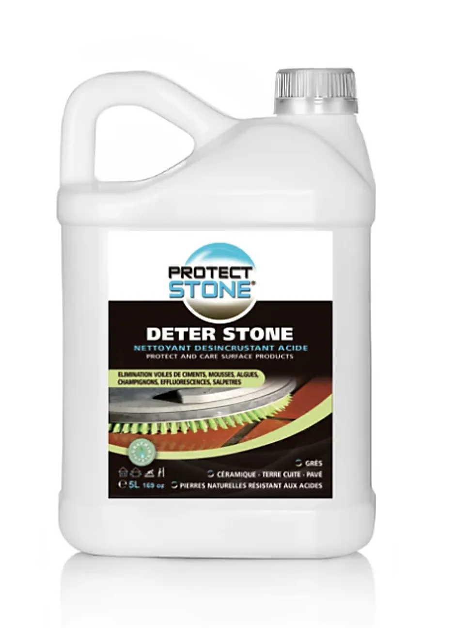 Décapant Voile de Ciment et mousse Nettoyant puissant pour Pierre Naturelle, Marbre, Carrelage, Béton Int/Ext 5L (100m²)