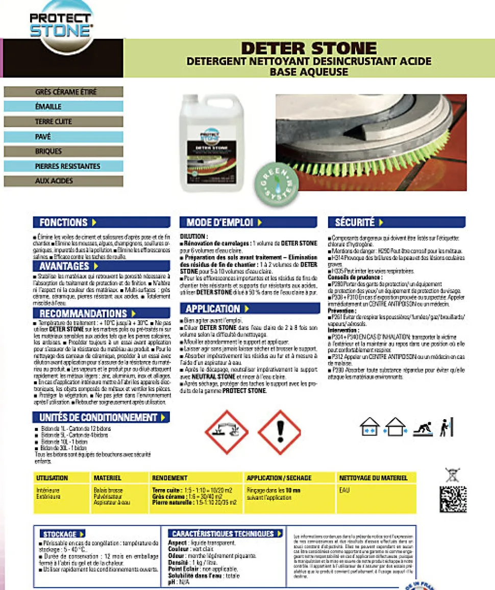 Décapant Voile de Ciment et mousse Nettoyant puissant pour Pierre Naturelle, Marbre, Carrelage, Béton Int/Ext 5L (100m²)