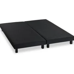 DEKO DREAM Rakenne Lot de 2 Sommiers tapissiers a lattes 180 x 200 cm - Bois massif noir + Pieds