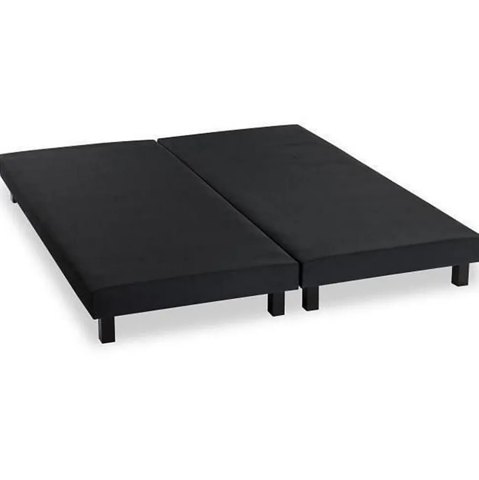 DEKO DREAM Rakenne Lot de 2 Sommiers tapissiers a lattes 180 x 200 cm - Bois massif noir + Pieds