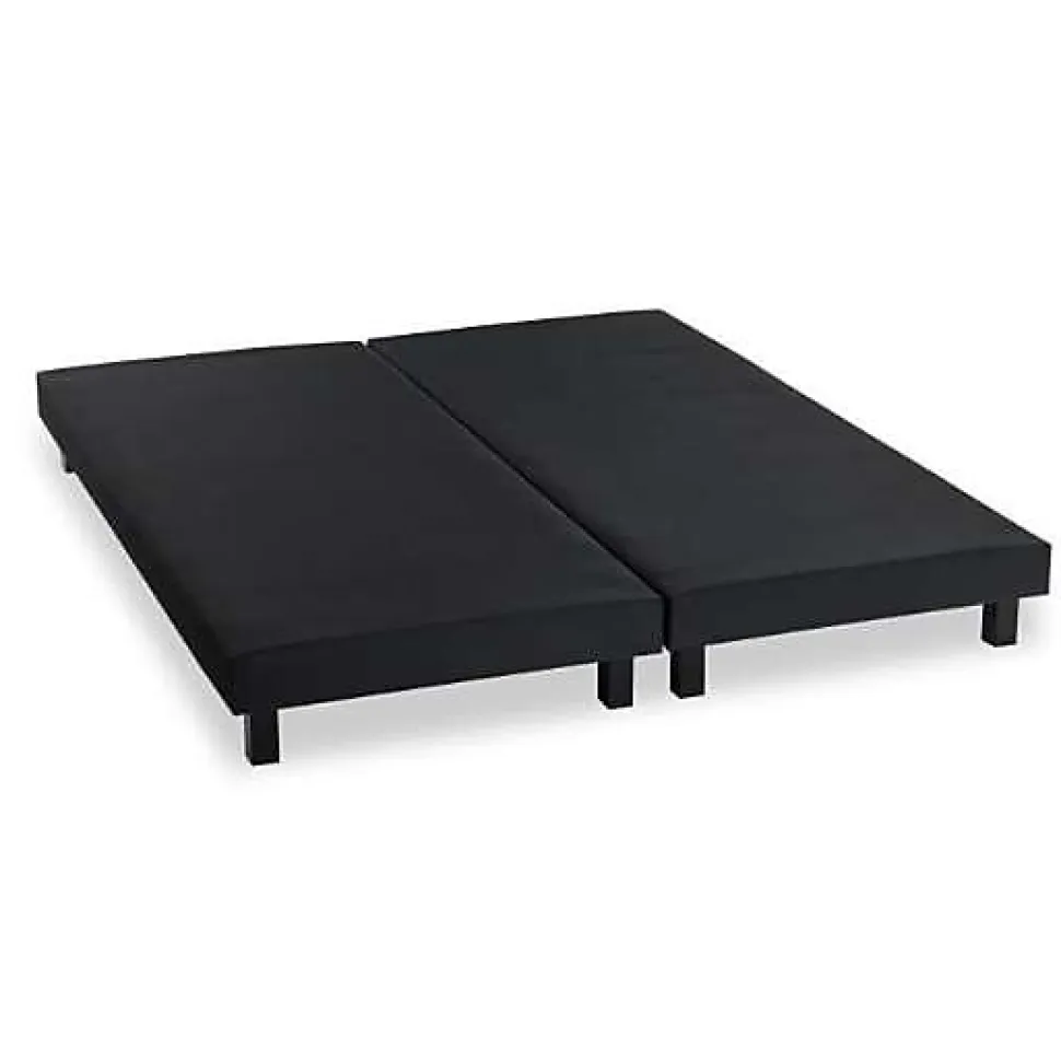 DEKO DREAM Rakenne Lot de 2 Sommiers tapissiers a lattes 180 x 200 cm - Bois massif noir + Pieds