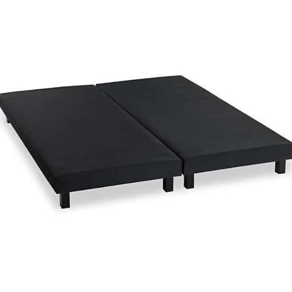 DEKO DREAM Rakenne Lot de 2 Sommiers tapissiers a lattes 180 x 200 cm - Bois massif noir + Pieds