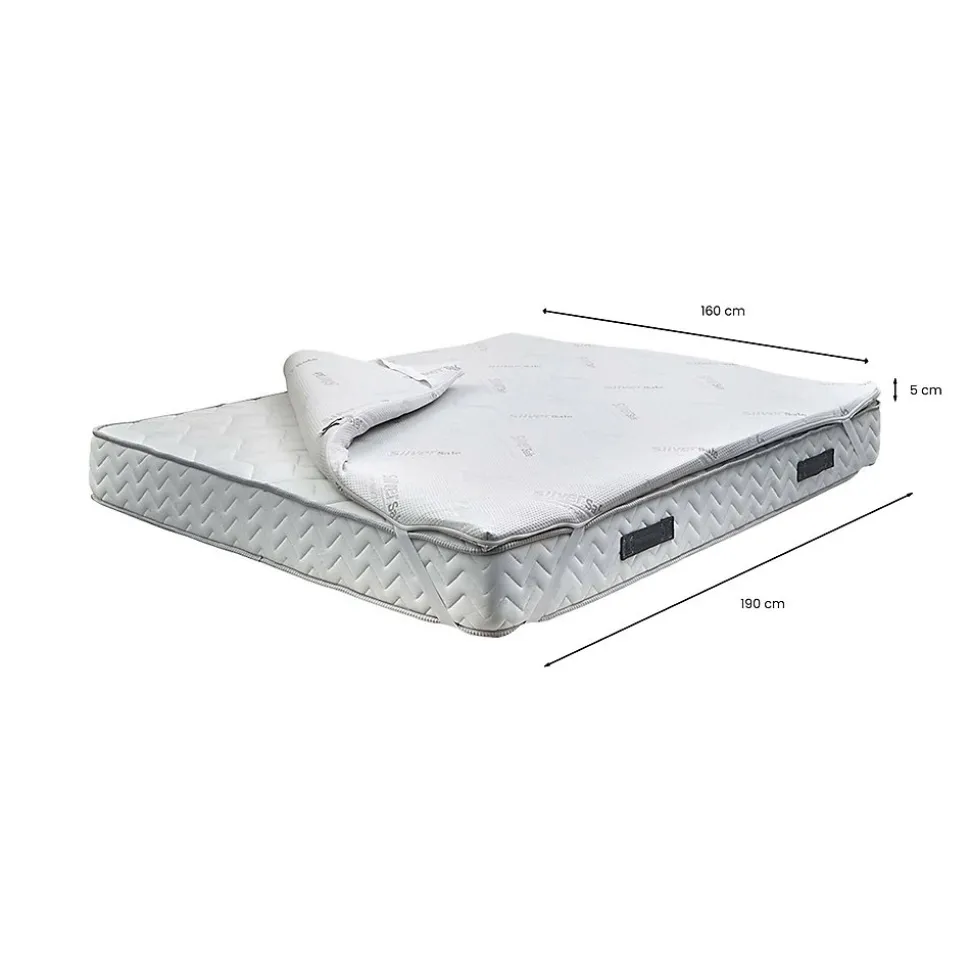 Demolo surmatelas double, Surmatelas pour améliorer la posture, Surmatelas en mousse à mémoire de forme, 160x190xh5 cm