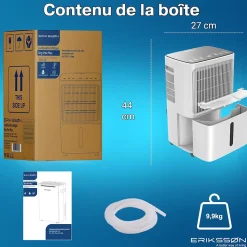 Deshumidificateur - Dry Pro Plus - Blanc - Déshumidifie jusqu'à 16 litres par jour