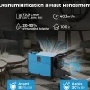 Deshumidificateur d Air Industriel 73,5L/Jour, 20%-90% Humidité, 2 Méthodes Drainage, Bleu