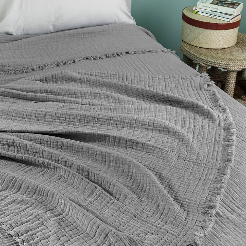 Dessus de lit gaze de coton (180x250 cm - Gris béton)