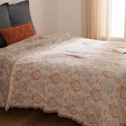 Dessus de lit Mirohia beige et bleu 260x240cm - Atmosphera