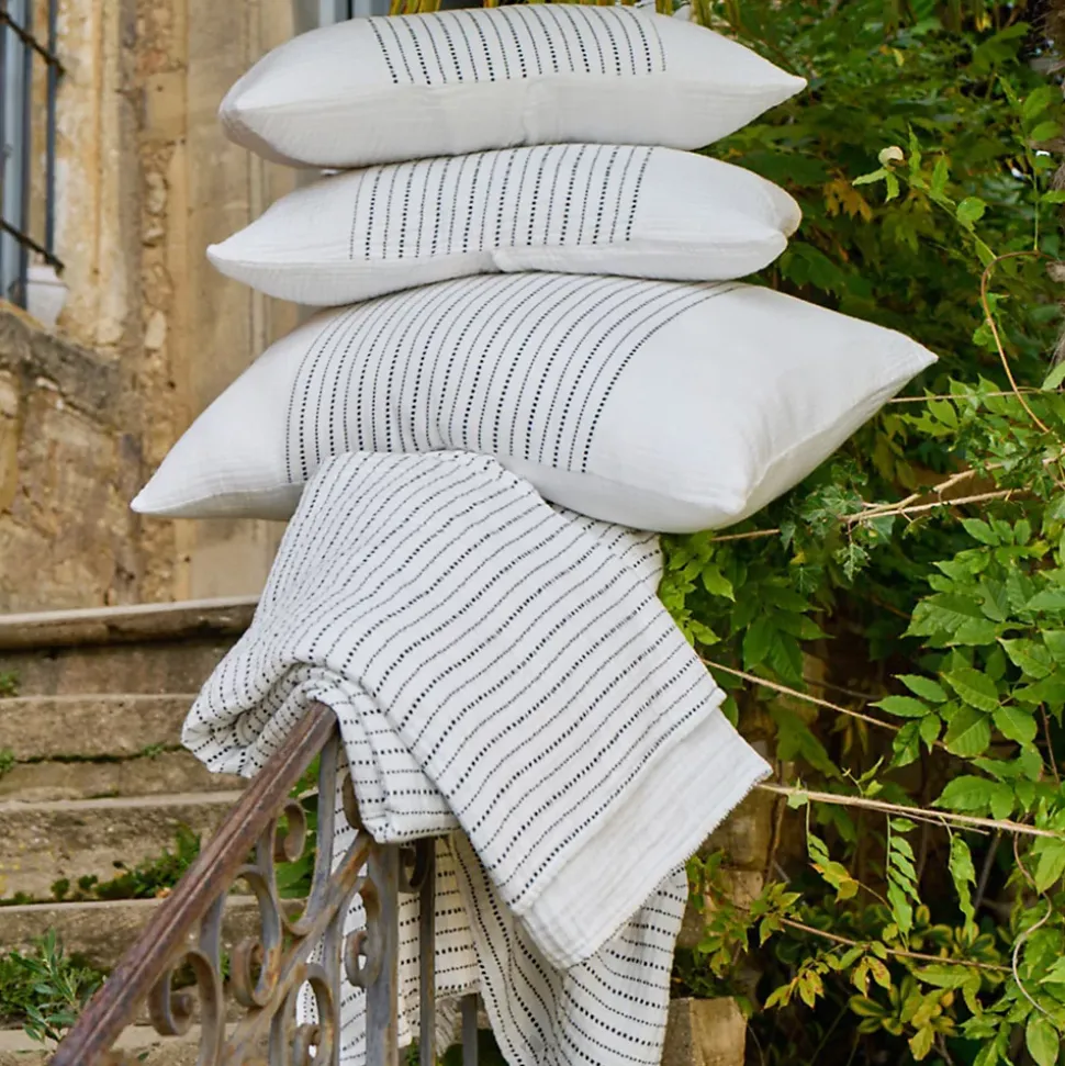 Dessus de lit mousseline de coton 260x240 cm IMANI blanc neige caviar