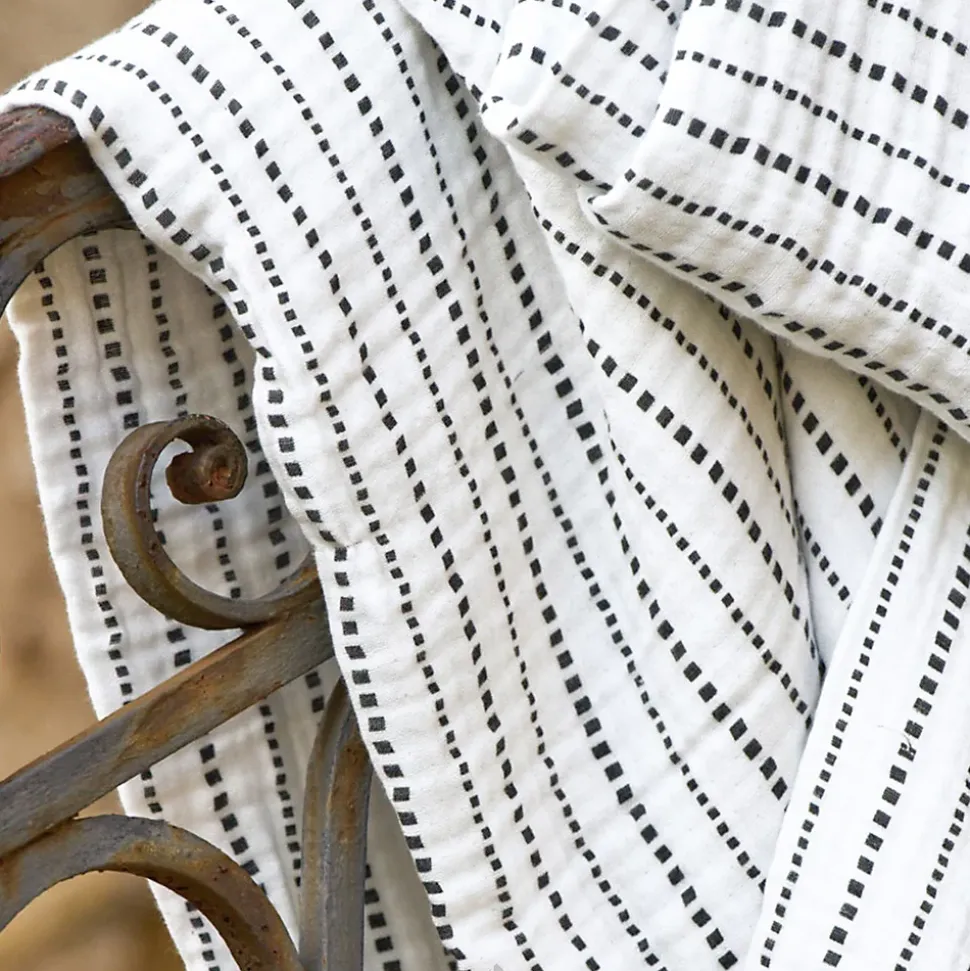 Dessus de lit mousseline de coton 260x240 cm IMANI blanc neige caviar