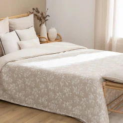 Dessus de lit Nuvia beige lin 260x240cm - Atmosphera