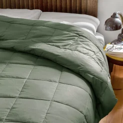 Dessus de lit polyester microfibre 260x240 cm LAZY vert argile