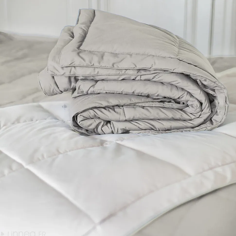 Dessus de lit polyester microfibre 160x240 cm LAZY beige galet