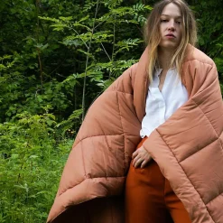 Dessus de lit polyester microfibre 260x240 cm LAZY orange ocre