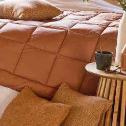 Dessus de lit polyester microfibre 160x240 cm LAZY orange ocre