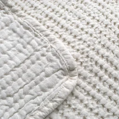 Dessus de lit réversible 180x250 cm JAIPUR en coton beige craie