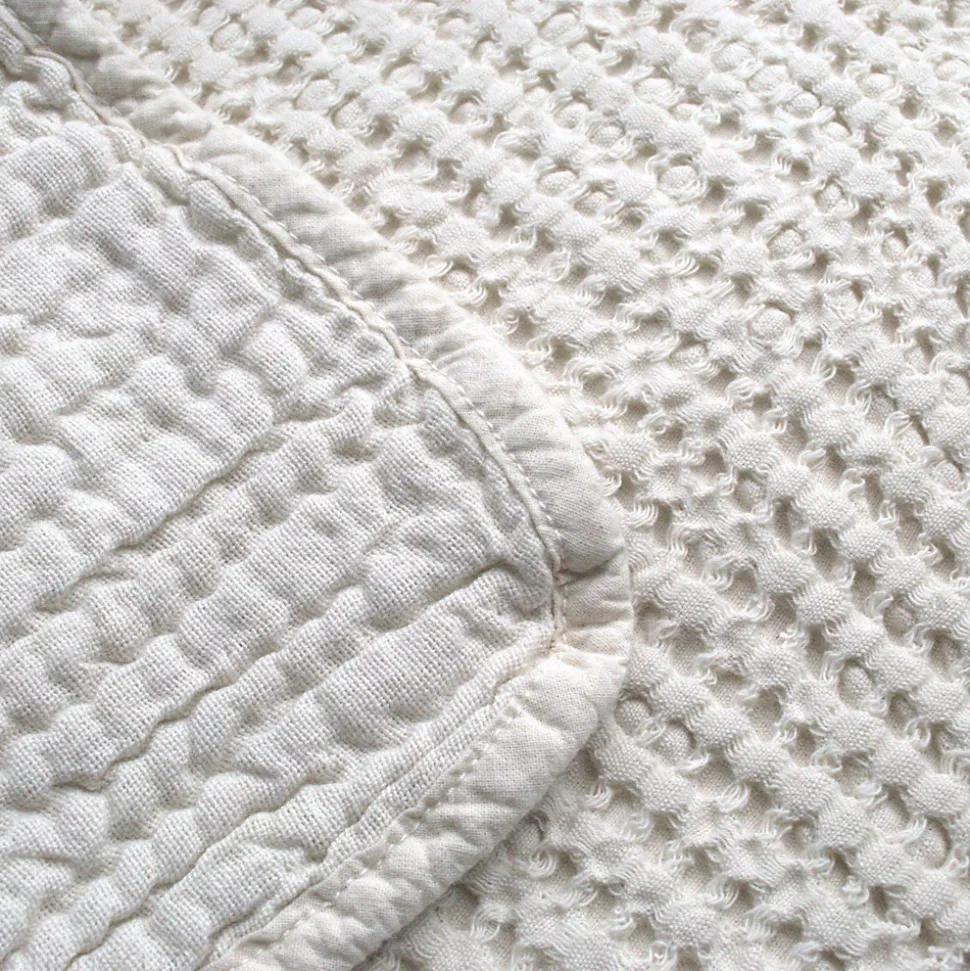 Dessus de lit réversible 270x250 cm JAIPUR en coton beige craie