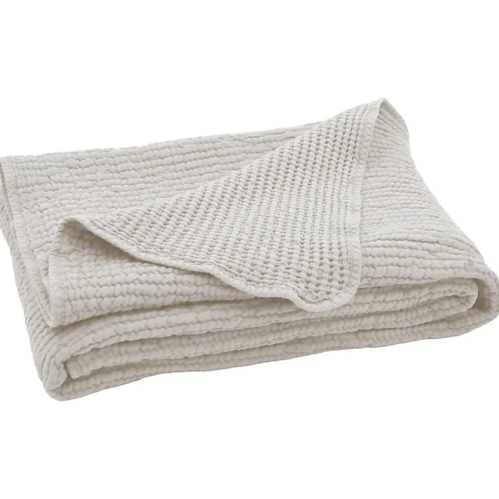 Dessus de lit réversible 270x250 cm JAIPUR en coton beige craie