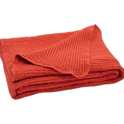 Dessus de lit réversible 180x250 cm JAIPUR coton rouge terracotta