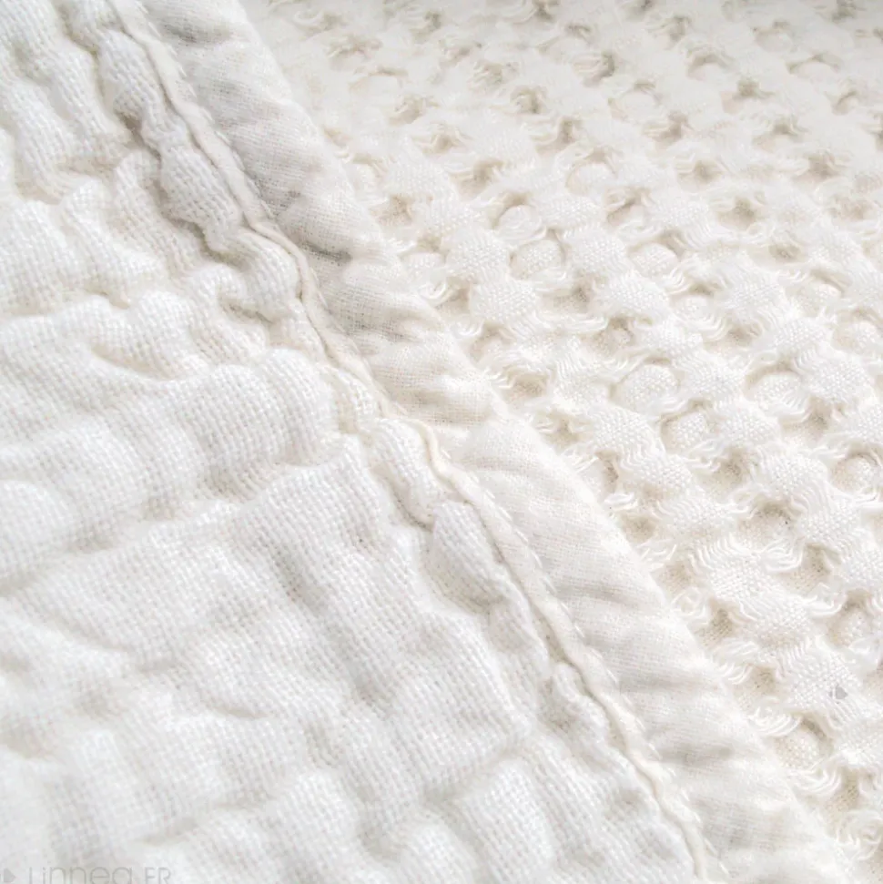 Dessus de lit réversible 230x250 cm JAIPUR en coton blanc