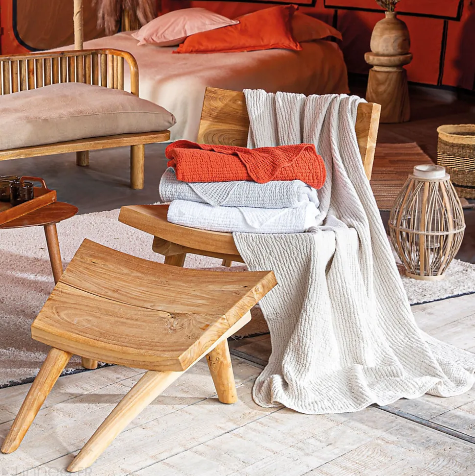 Dessus de lit réversible 270x250 cm JAIPUR en coton blanc