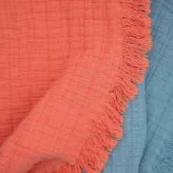 Dessus de lit 180x250 cm BREHAT 100% gaze de coton orange corail