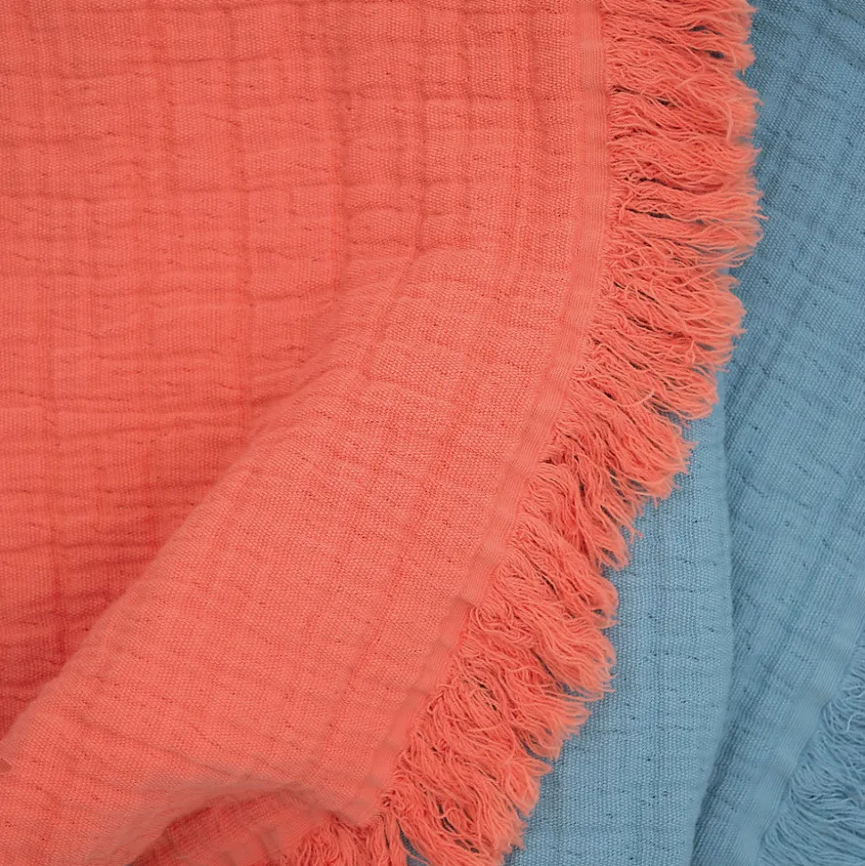 Dessus de lit 230x250 cm BREHAT 100% gaze de coton marron galet