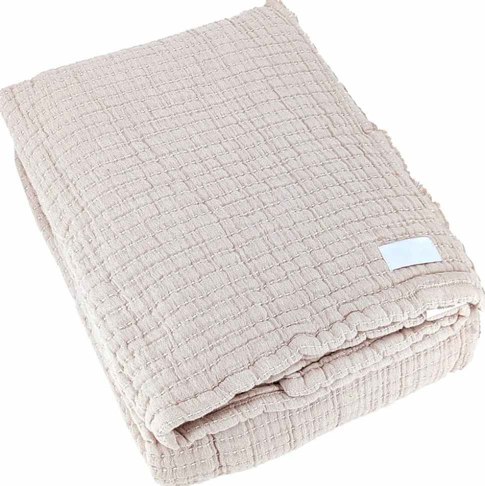 Dessus de lit 180x250 cm en coton lavé SEVILLE blanc latte