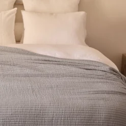 Dessus de lit 270x250 cm en coton lavé SEVILLE gris bronze