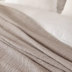 Dessus de lit 270x250 cm en coton lavé SEVILLE gris bronze