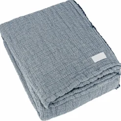 Dessus de lit 230x250 cm en coton lavé SEVILLE bleu abysse