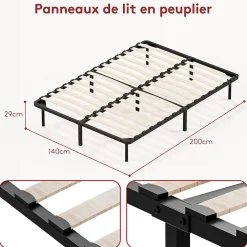 Dewinner Sommier à Lattes sur Pieds, Lit 2x13 Lattes, 7 Pieds Inclus, 140x200CM