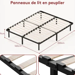 Dewinner Sommier à Lattes sur Pieds,Lit 2x14 Lattes,7 Pieds Inclus,160x200 CM