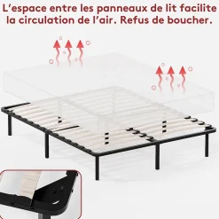 Dewinner Sommier à Lattes sur Pieds,Lit 2x14 Lattes,7 Pieds Inclus,160x200 CM
