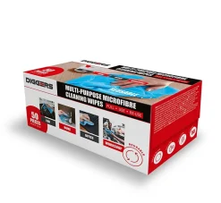 DIG900 - Diggers Pelletgers Lingettes nettoyantes en microfibre dans une boîte distributrice 50pcs.