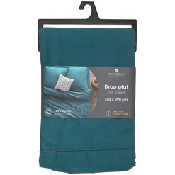 Drap en coton - bleu canard - 180x290 cm - Atmosphera
